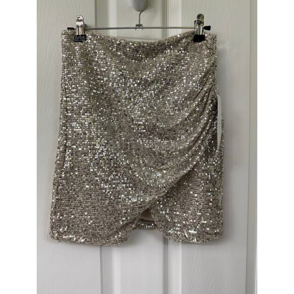 Jump Apparel short sparkly gold sequin mini skirt $54 Small festival country NWT - Picture 7 of 8